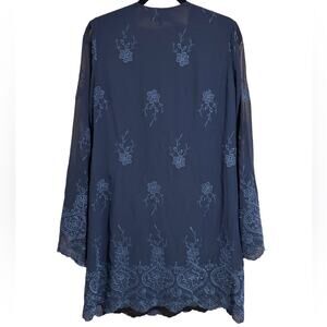 WAYF Blue Eyelet Bell Sleeve Tunic Dress Size Medium